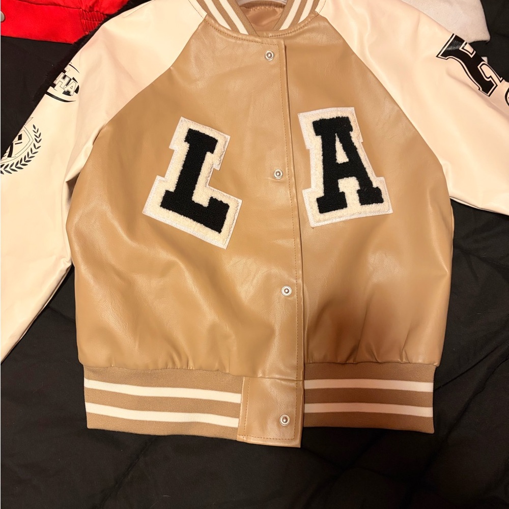 Tan and Cream Varsity Jacket